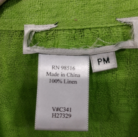 NWOT Coldwater Creek 100% Linen Button Shirt Women's Green Casual Gauzy Retro - Picture 8 of 10